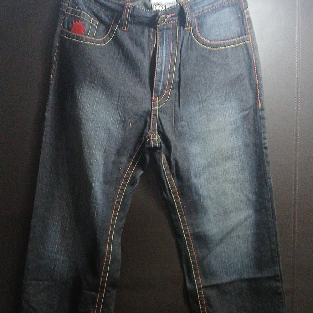 Classic Denim Relaxed Fit Jeans with Red Detail